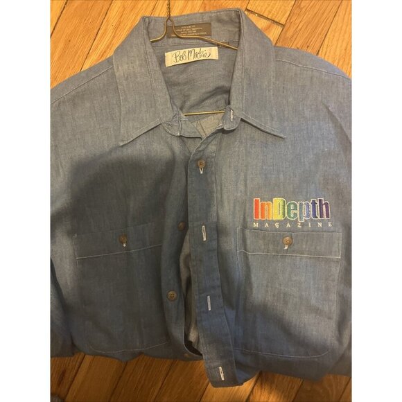 Bob Mackie Custom made Denim Button up Shirt Mens NWOT Rare - Picture 10 of 10